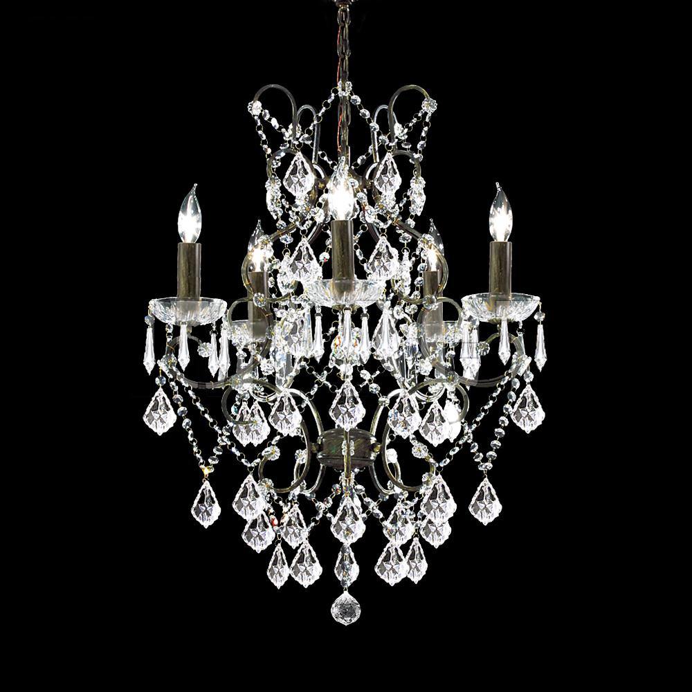 Bronze with Crystal Drop and Strand Chandelier - LV LIGHTING