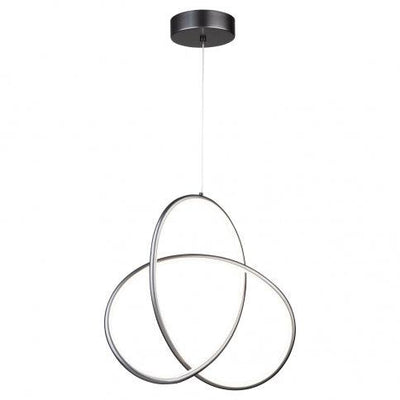 LED Grey Twisted 3 Ring with Acrylic Diffuser Pendant - LV LIGHTING