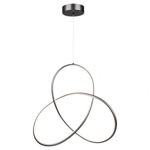 LED Grey Twisted 3 Ring with Acrylic Diffuser Pendant - LV LIGHTING