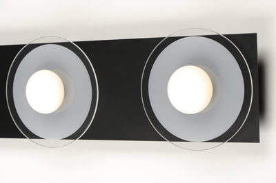 Black with Frosted and Satin White Glass Vanity Light - LV LIGHTING