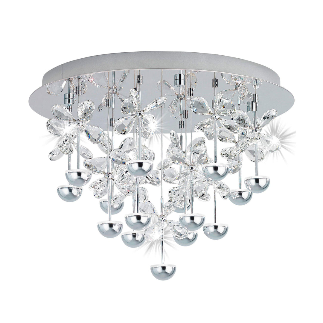 Chrome with Crystal Drop Flush Mount - LV LIGHTING