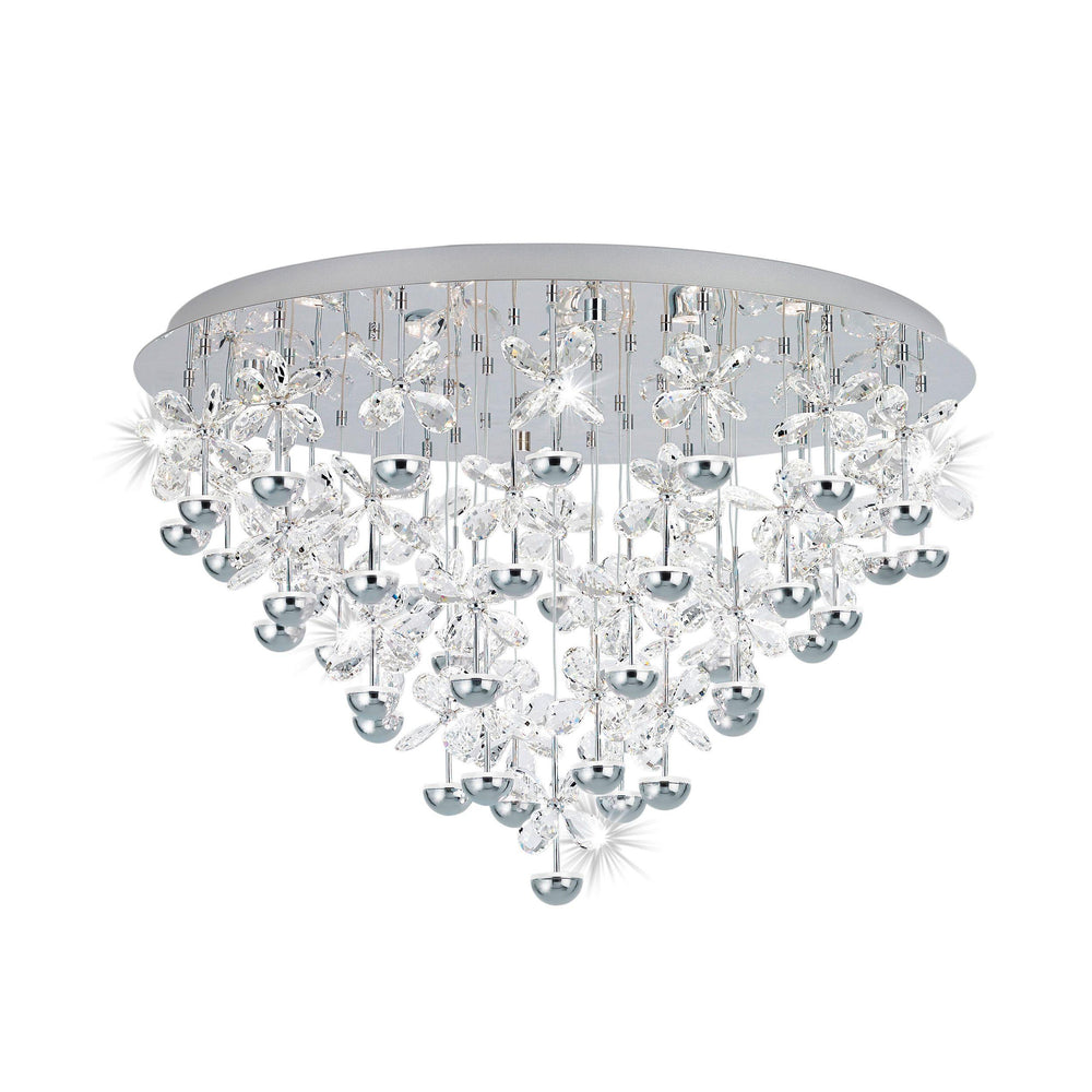 Chrome with Crystal Drop Flush Mount - LV LIGHTING