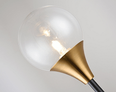Black and Gold Frame with Clear Glass Globe Shade Wall Sconce - LV LIGHTING