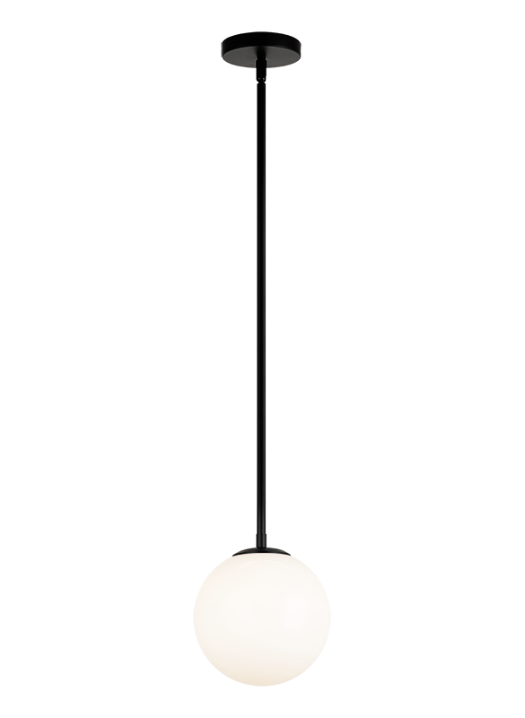 Steel Rod with Glass Globe Pendant