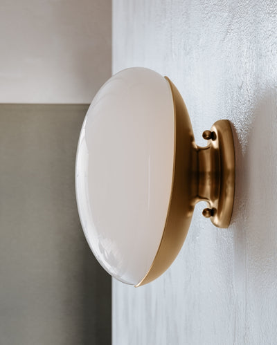 Patina Brass Frame with Opal Glossy Glass Shade Wall Sconce