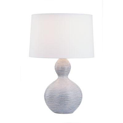 Organic Bulbous Shape Textured Ceramic Base with White Linen Shade Table Lamp