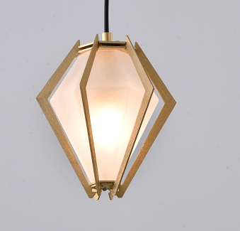 Gole Frame with Crosted Glass Shade Single Pendant - LV LIGHTING