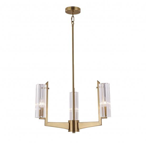 Iron Brass with Clear Glass Tube Shade Chandelier - LV LIGHTING