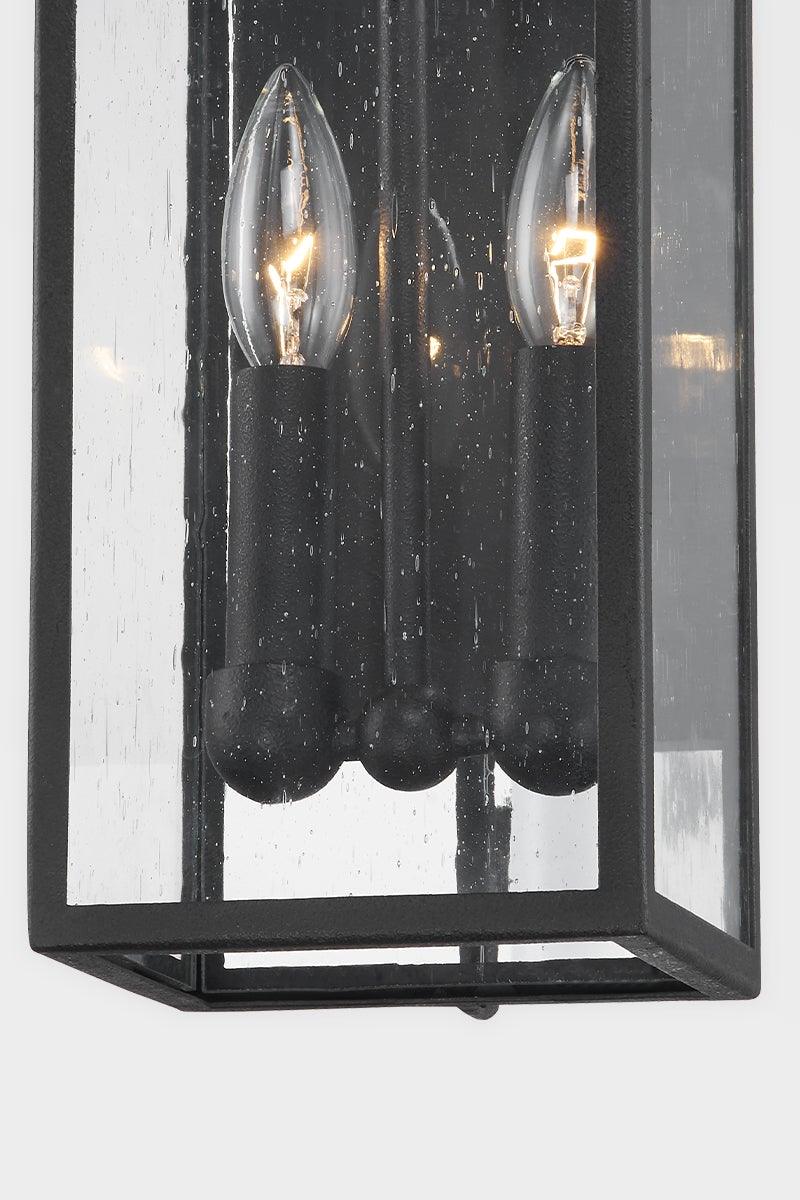 Forged Iron with Clear Seedy Glass Shade Outdoor Wall Sconce - LV LIGHTING