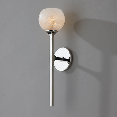 Steel Rod Frame with Alabaster Shade Wall Sconce