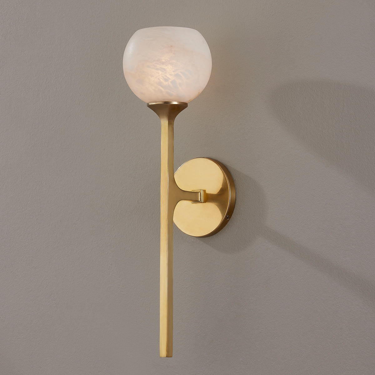 Steel Rod Frame with Alabaster Shade Wall Sconce
