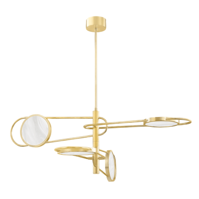 Aged Brass with Alabaster Shade Chandelier - LV LIGHTING