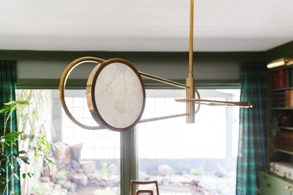 Aged Brass with Alabaster Shade Chandelier - LV LIGHTING