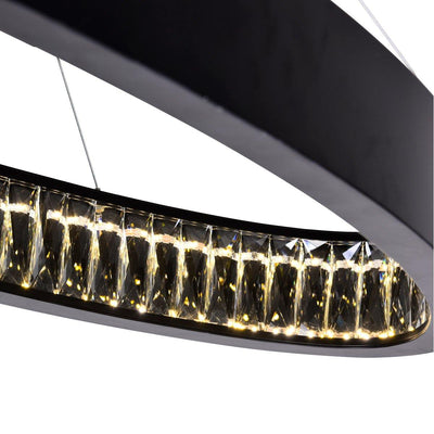 LED Matte Black with Inner Crystal Oval Chandelier - LV LIGHTING