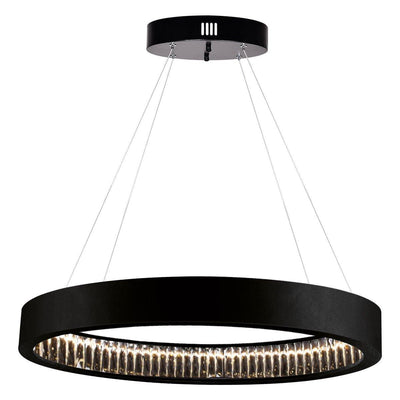 LED Matte Black with Inner Crystal Oval Chandelier - LV LIGHTING