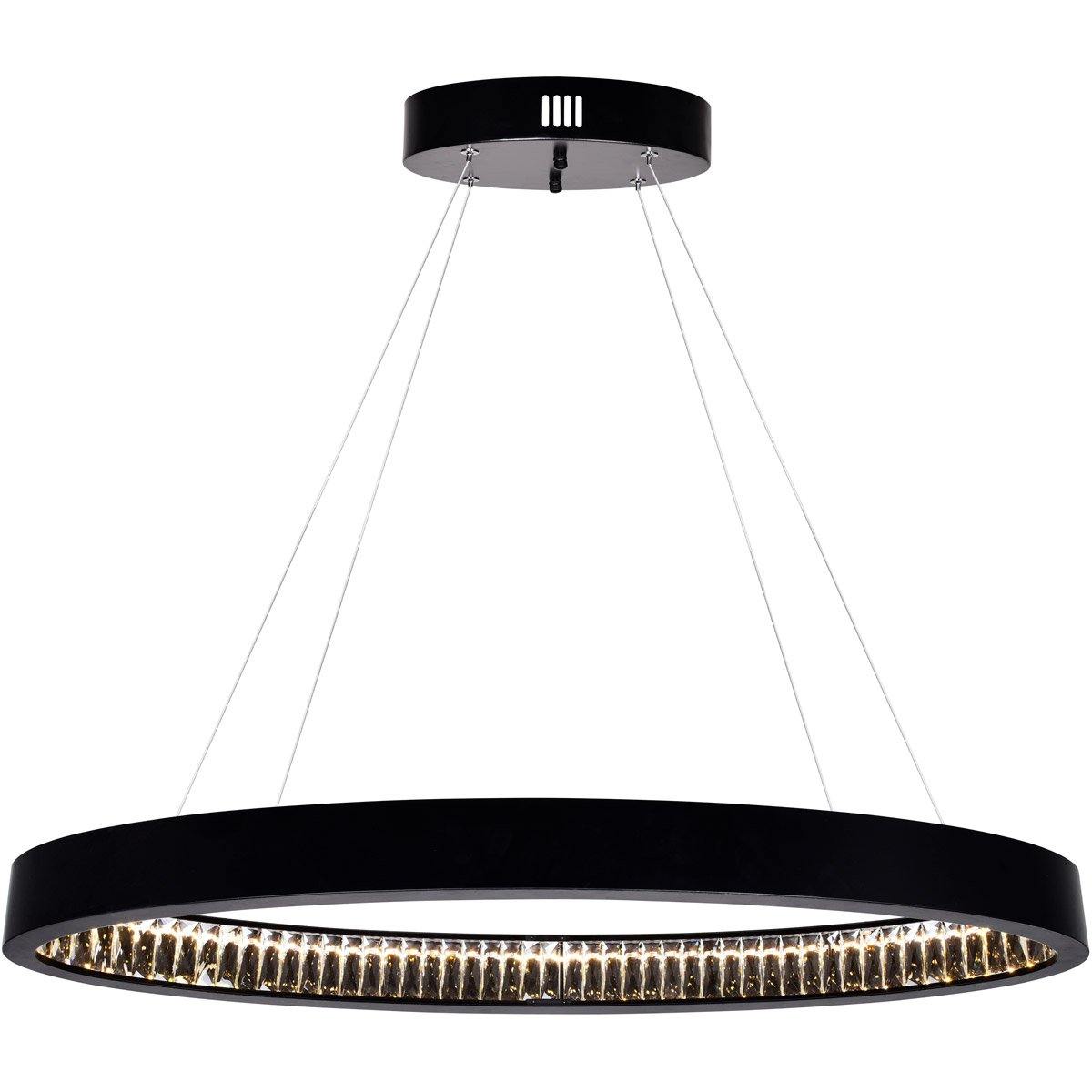 LED Matte Black with Inner Crystal Oval Chandelier - LV LIGHTING