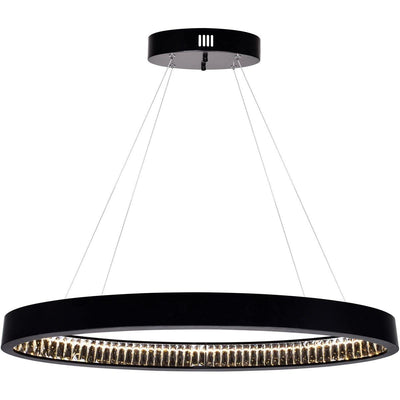 LED Matte Black with Inner Crystal Oval Chandelier - LV LIGHTING