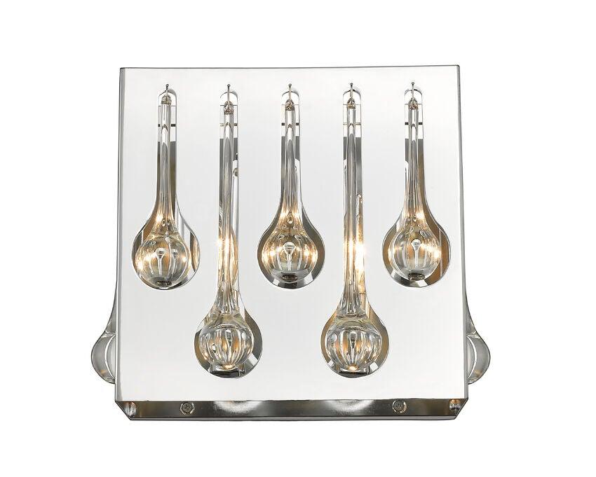 Chrome with Teardrop Crystal Square Wall Sconce - LV LIGHTING
