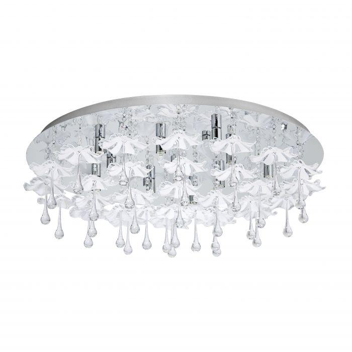 Chrome with Crystal Drop Flush Mount - LV LIGHTING
