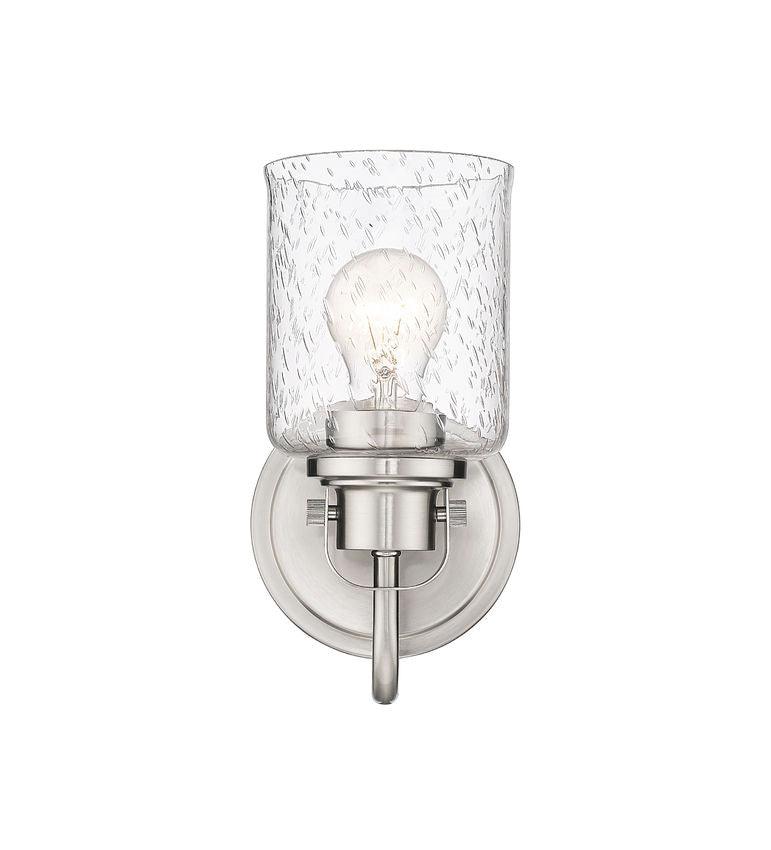 Steel Arch Arm with Clear Seedy Glass Shade Wall Sconce - LV LIGHTING