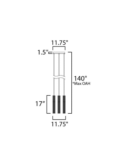 LED Gold Frame with Clear Cylindrical Ribbed Glass Shade Pendant - LV LIGHTING