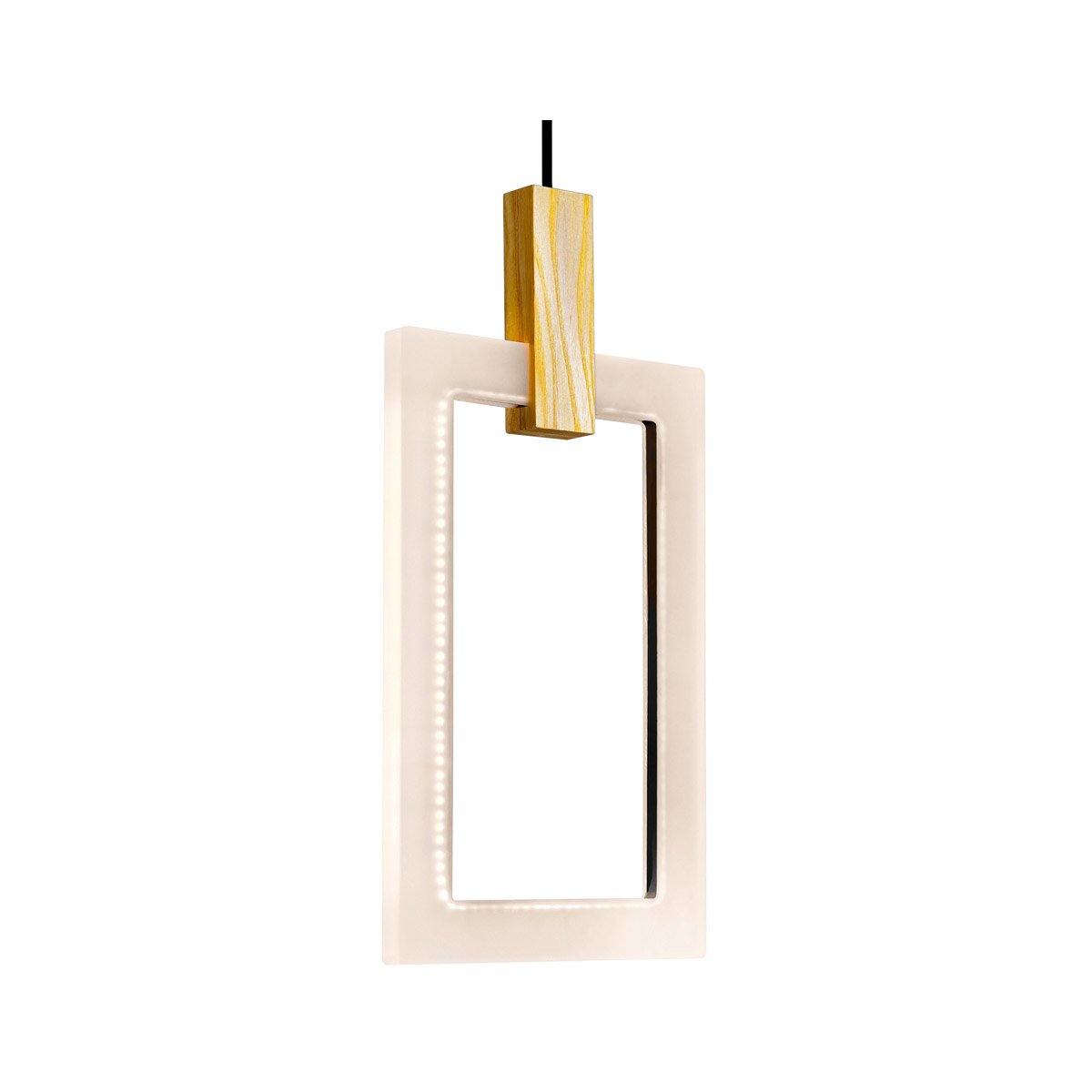 LED Rectangular Ring with White Oak Linear Pendant - LV LIGHTING