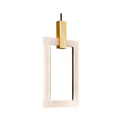 LED Rectangular Ring with White Oak Linear Pendant - LV LIGHTING