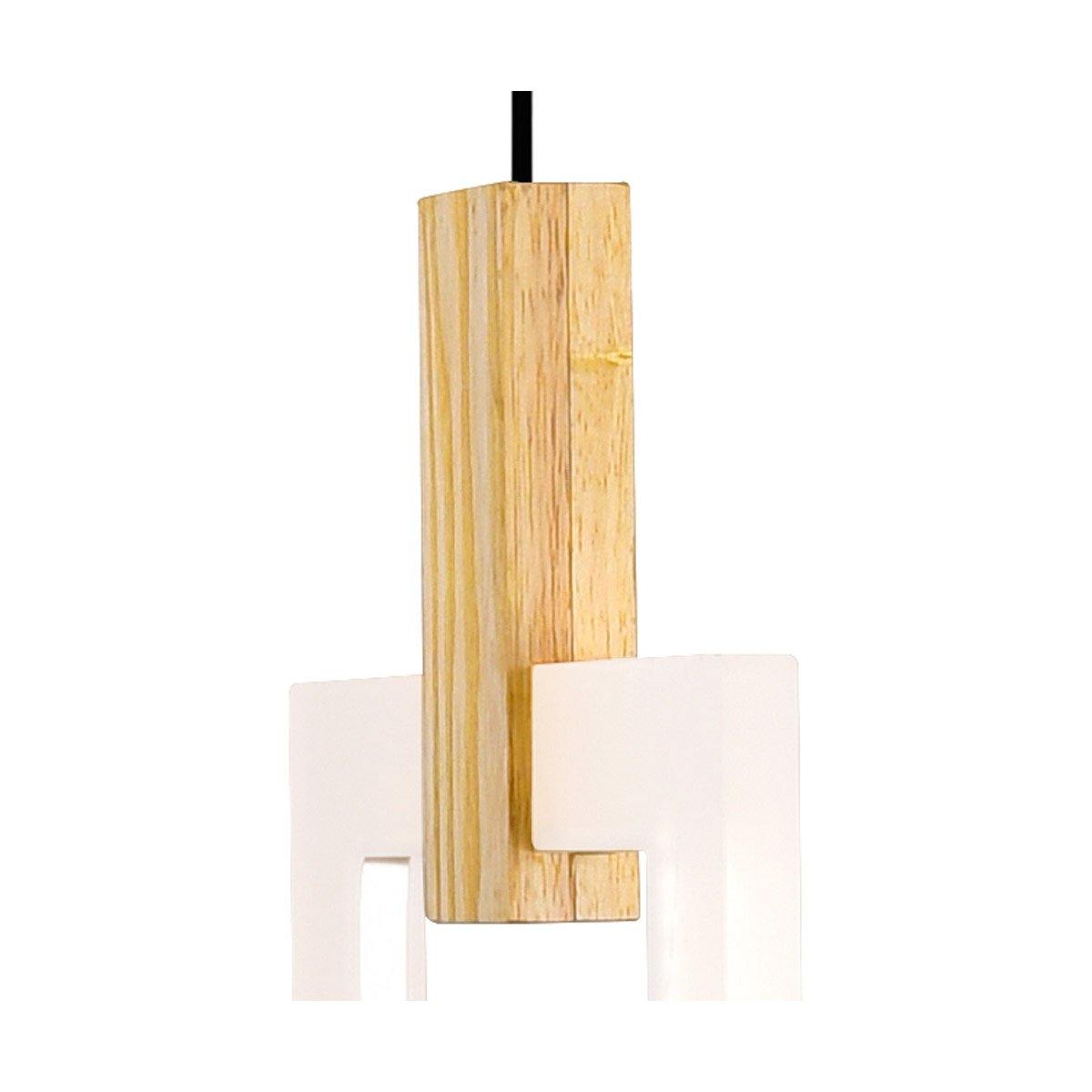 LED Rectangular Ring with White Oak Linear Pendant - LV LIGHTING