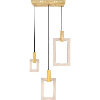 LED Rectangular Ring with White Oak Linear Pendant - LV LIGHTING