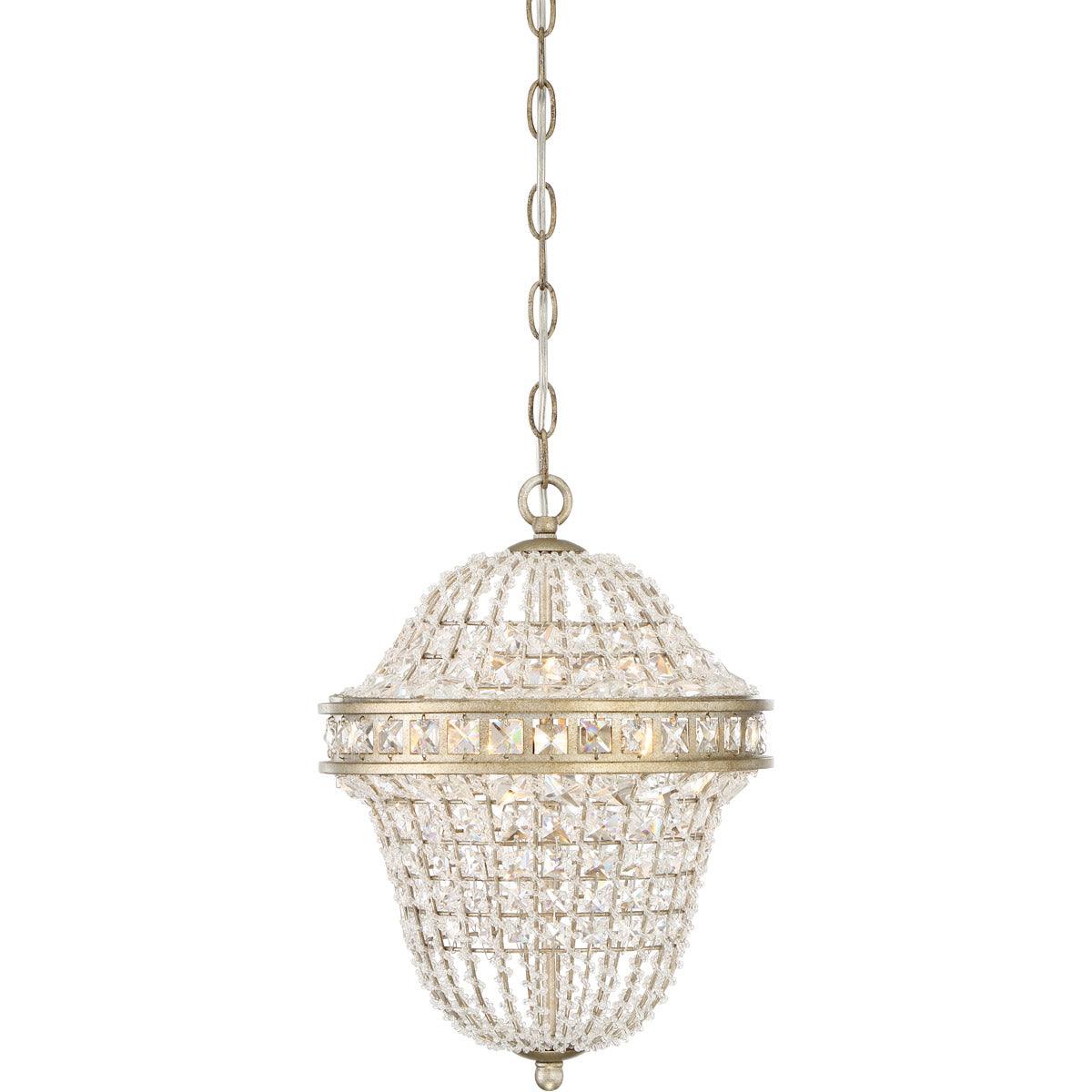 Rusted Antique Silver with Clear Crystal Shade Pendant - LV LIGHTING