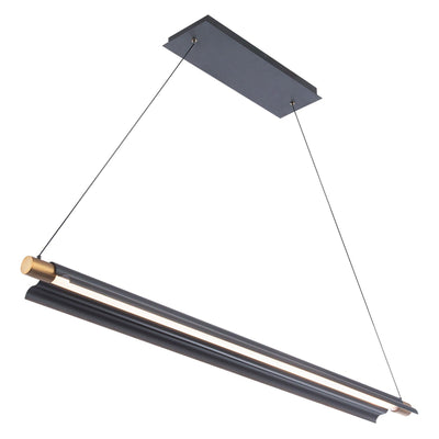 LED Black with Aged Brass Frame Linear Pendant - LV LIGHTING