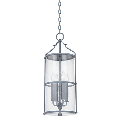 Steel with Clear Seedy Glass Shade Outdoor Pendant - LV LIGHTING