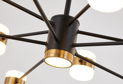 LED Black and Gold with White Diffuser Chandelier - LV LIGHTING