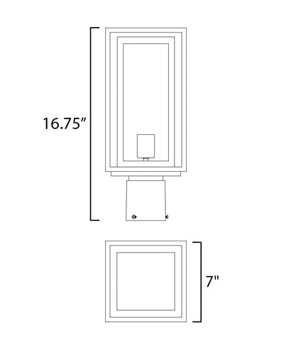 Black Aluminum Rectangular Frame in Frame with Clear Seedy Glass Outdoor Post Light - LV LIGHTING