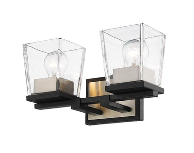 Steel Matte Black with Clear Boxy Glass Shade Multiple Light Vanity Light - LV LIGHTING
