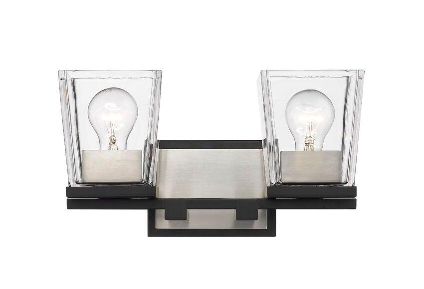 Steel Matte Black with Clear Boxy Glass Shade Multiple Light Vanity Light - LV LIGHTING