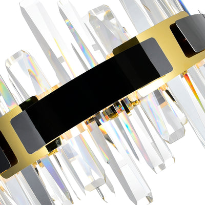 LED Brass and Pearl Black Frame with Cyrstal Rod 3 Tier Chandelier