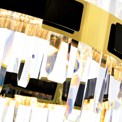 LED Brass and Pearl Black Frame with Cyrstal Rod 3 Tier Chandelier