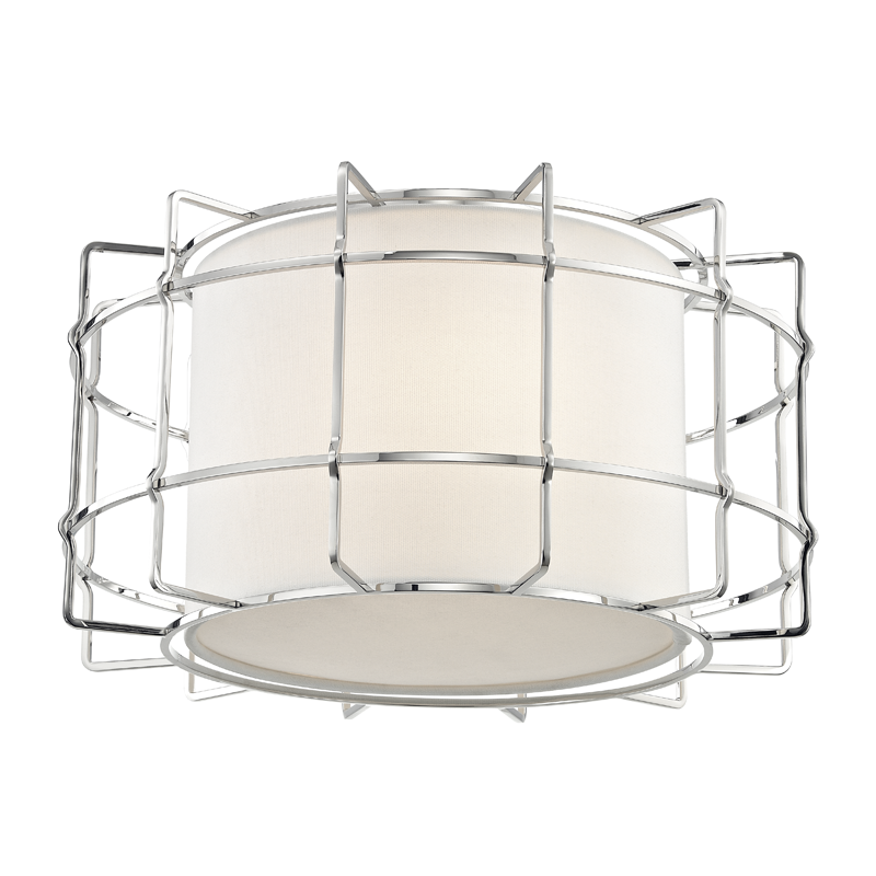 Steel Frame with Drum Fabric Shade Flush Mount