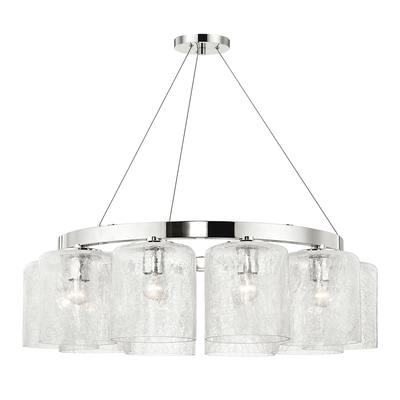 Steel with Crackle Clear Glass Shade Chandelier - LV LIGHTING