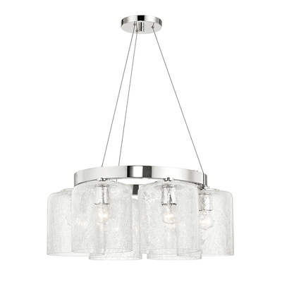 Steel with Crackle Clear Glass Shade Chandelier - LV LIGHTING