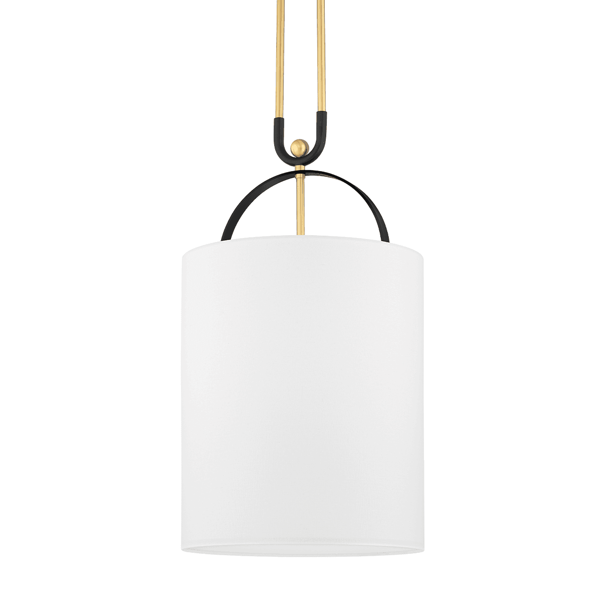 Aged Brass and Black Brass with Fabric Shade Pendant - LV LIGHTING
