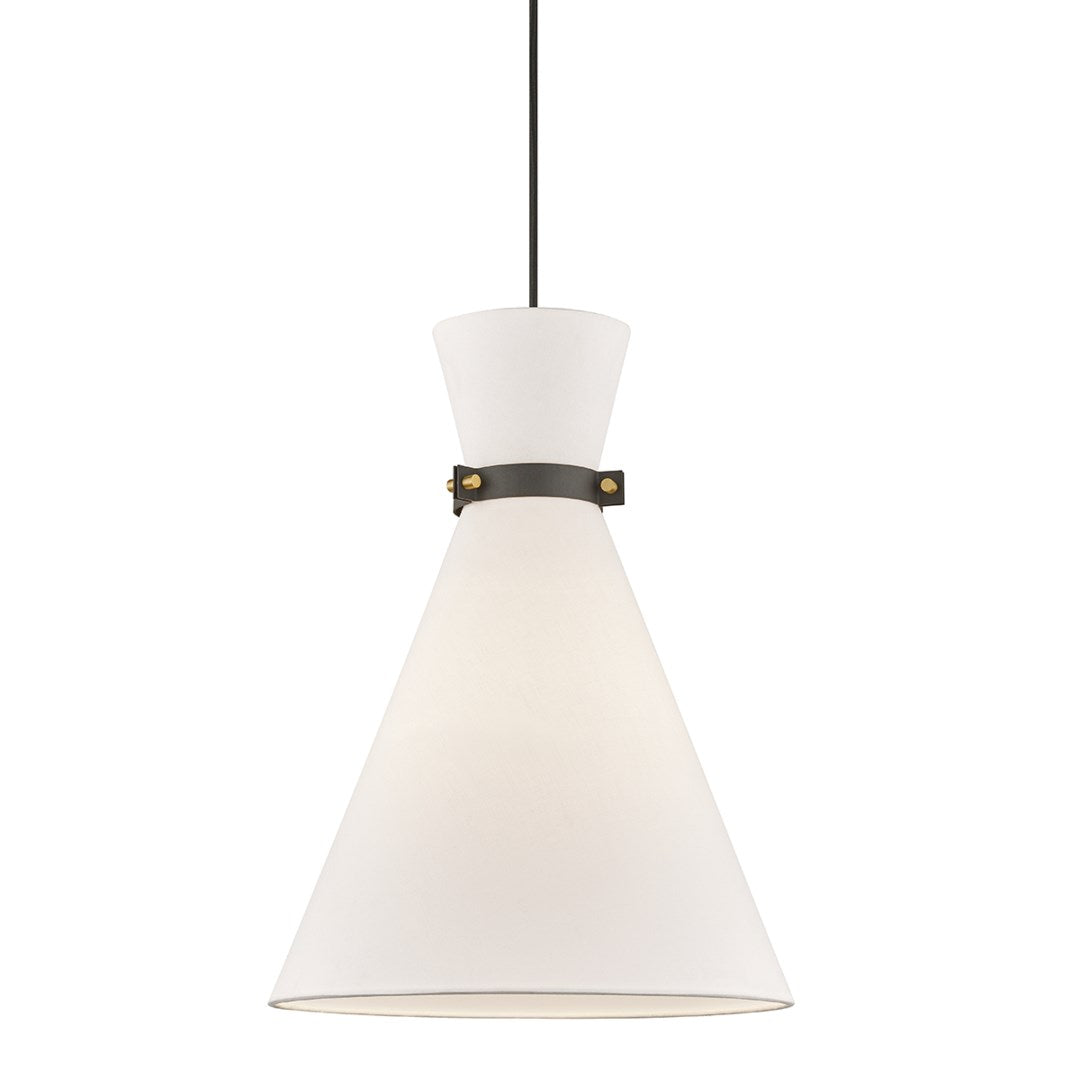 Steel Frame with White Linen Fabric Shade Pendant