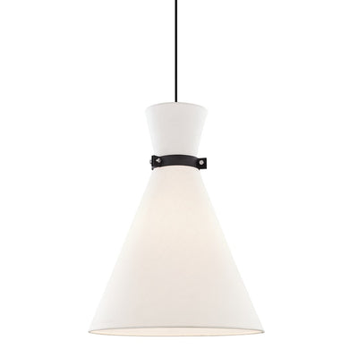 Steel Frame with White Linen Fabric Shade Pendant