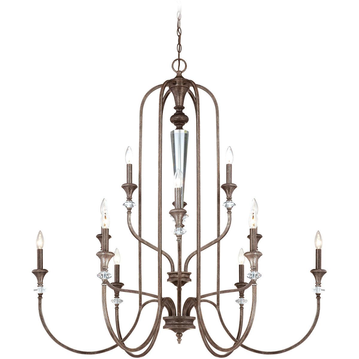 Mocha Bronze Silver Wash Curve Arms with Clear Crystal Chandelier - LV LIGHTING