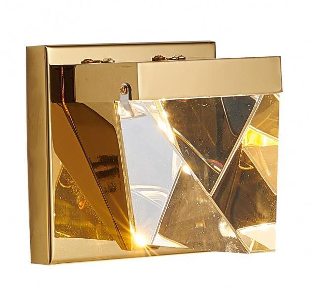 LED Brass with Clear Triangular Crystal Wall Sconce - LV LIGHTING
