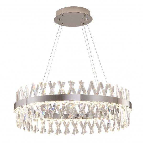 LED Steel Cross Clear Crystal Round Chandelier - LV LIGHTING