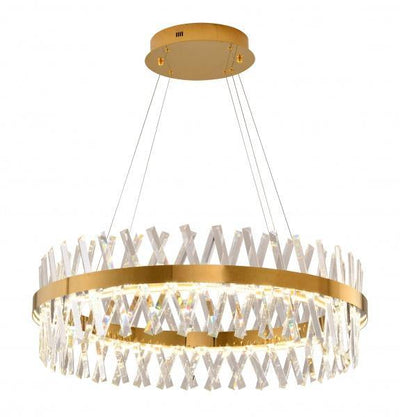 LED Steel Cross Clear Crystal Round Chandelier - LV LIGHTING