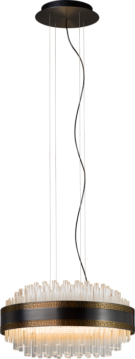 LED Satin Dark Gray Frame with Clear Glass Rod Diffuser Chandelier