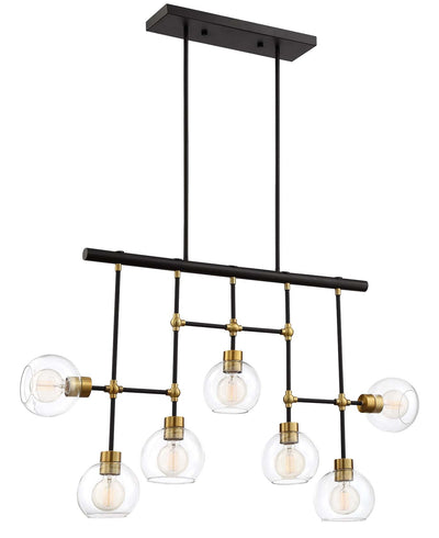Steel Rod Arm with Clear Glass Shade Linear Chandelier